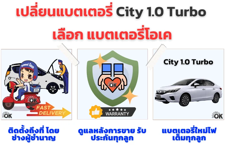เปลี่ยนแบตเตอรี่ Honda City 1.0 ยี่ห้อไหนดี