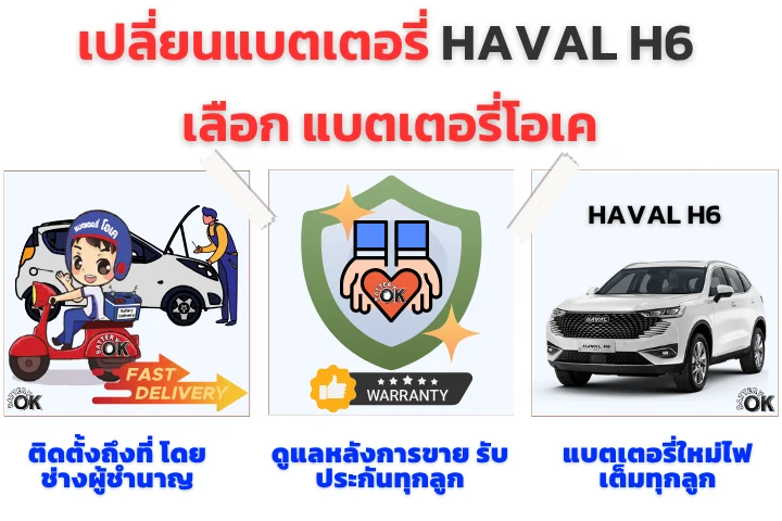 เปลี่ยนแบตเตอรี่ HAVAL H6 ยี่ห้อไหนดี