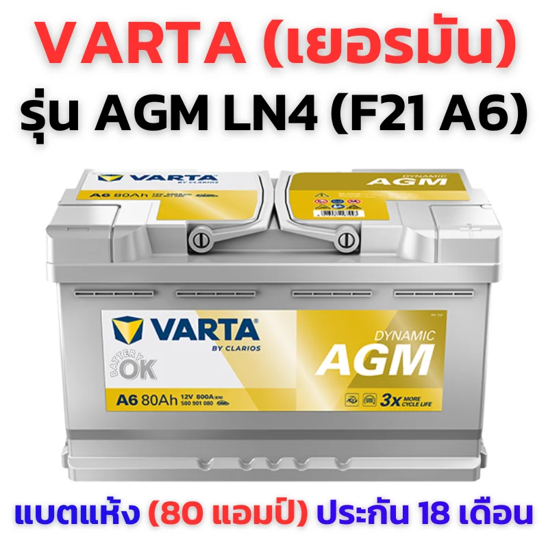แบตเตอรี่ VARTA AGM LN4 A6 F21 เยอรมัน1