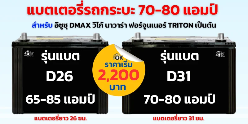 แบตเตอรี่รถกระบะ 2 ประตู
