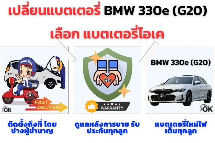 เปลี่ยนแบตเตอรี่ BMW 330e (G20) ยี่ห้อไหนดี