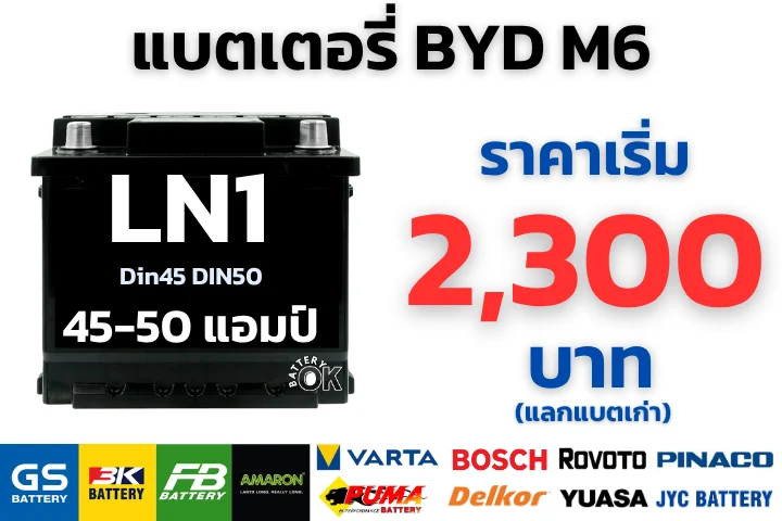 ราคาแบตเตอรี่ BYD M6 12V