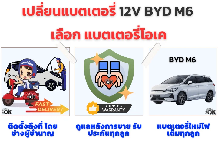เปลี่ยนแบตเตอรี่ BYD M6 ยี่ห้อไหนดี