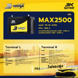 แบตเตอรี่ 3K MAX2500