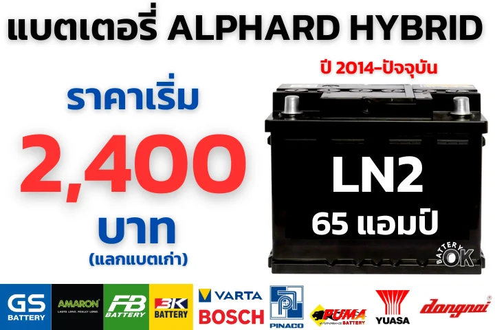เปลี่ยนแบตเตอรี่ ALPHARD HYBRID 2014-2024 ราคา