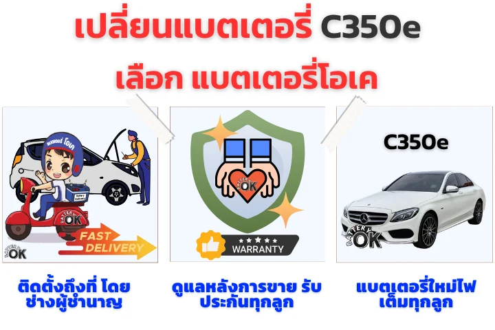 เปลี่ยนแบตเตอรี่ BENZ C350e ยี่ห้อไหนดี